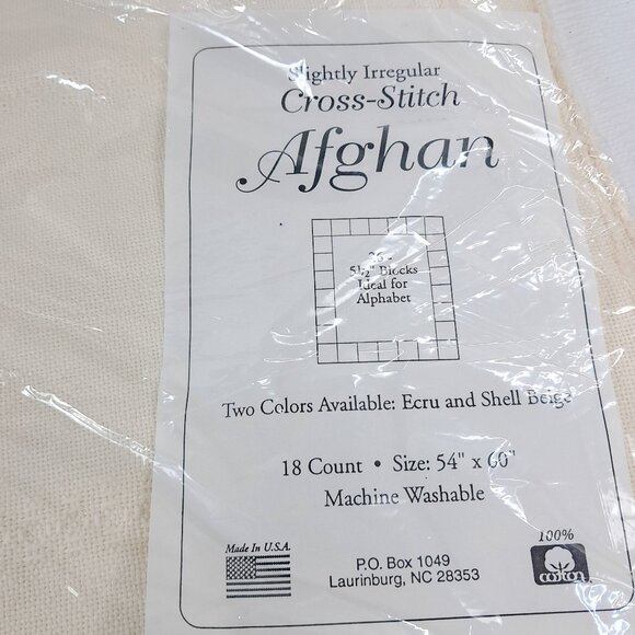 NEW Charles Craft Cross Stitch 18 Count Alphabet Afghan 26 5.5 Blocks 54X60" - Picture 2 of 5